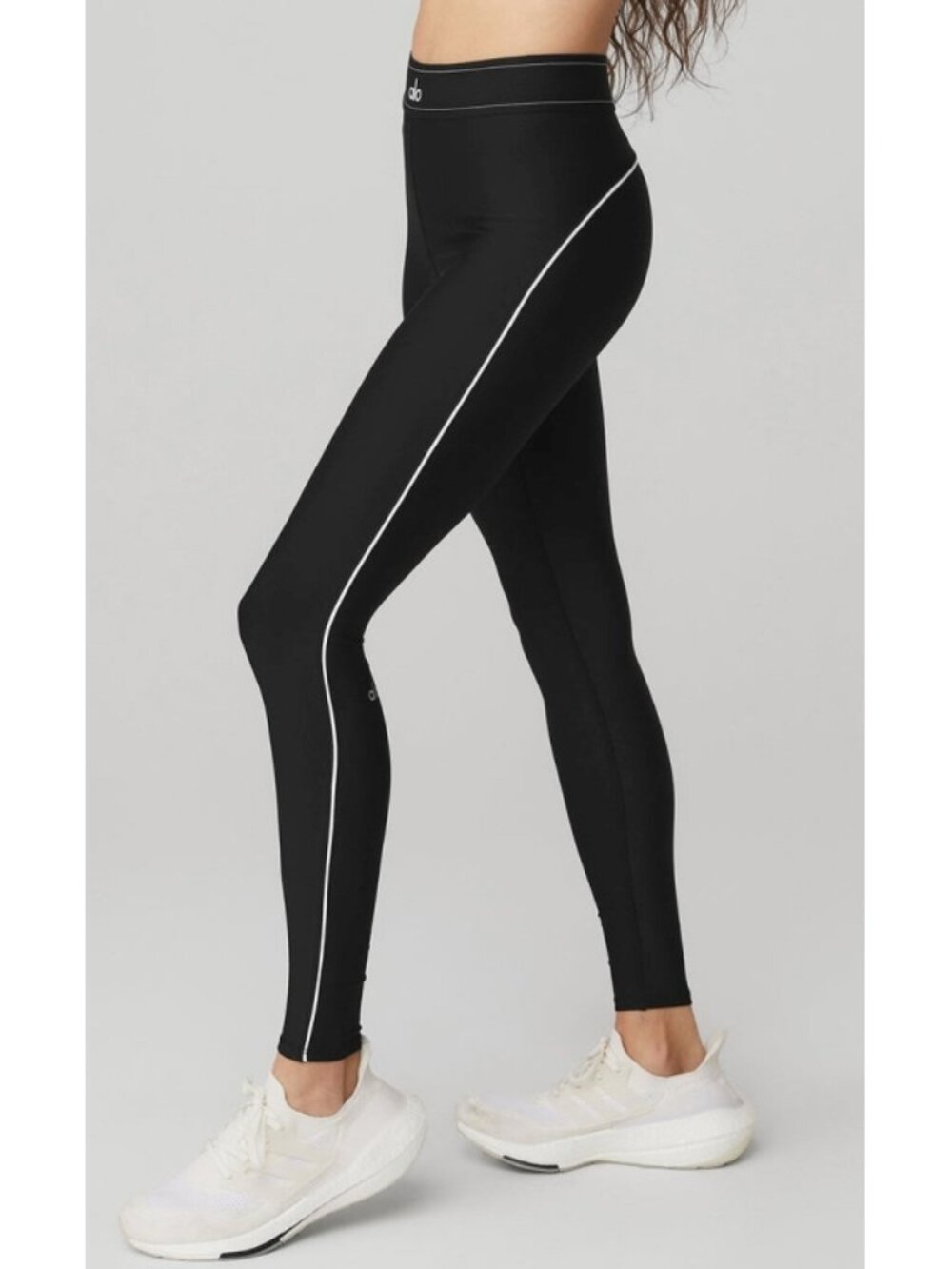 Alo Airlift High-Waist Suit Up Leggings Black Hi-Rise Waisted Tights Striped XS